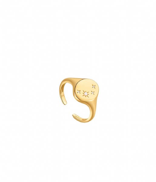 Ania Haie  Starry Opal Adjustable Signet Ring Gold